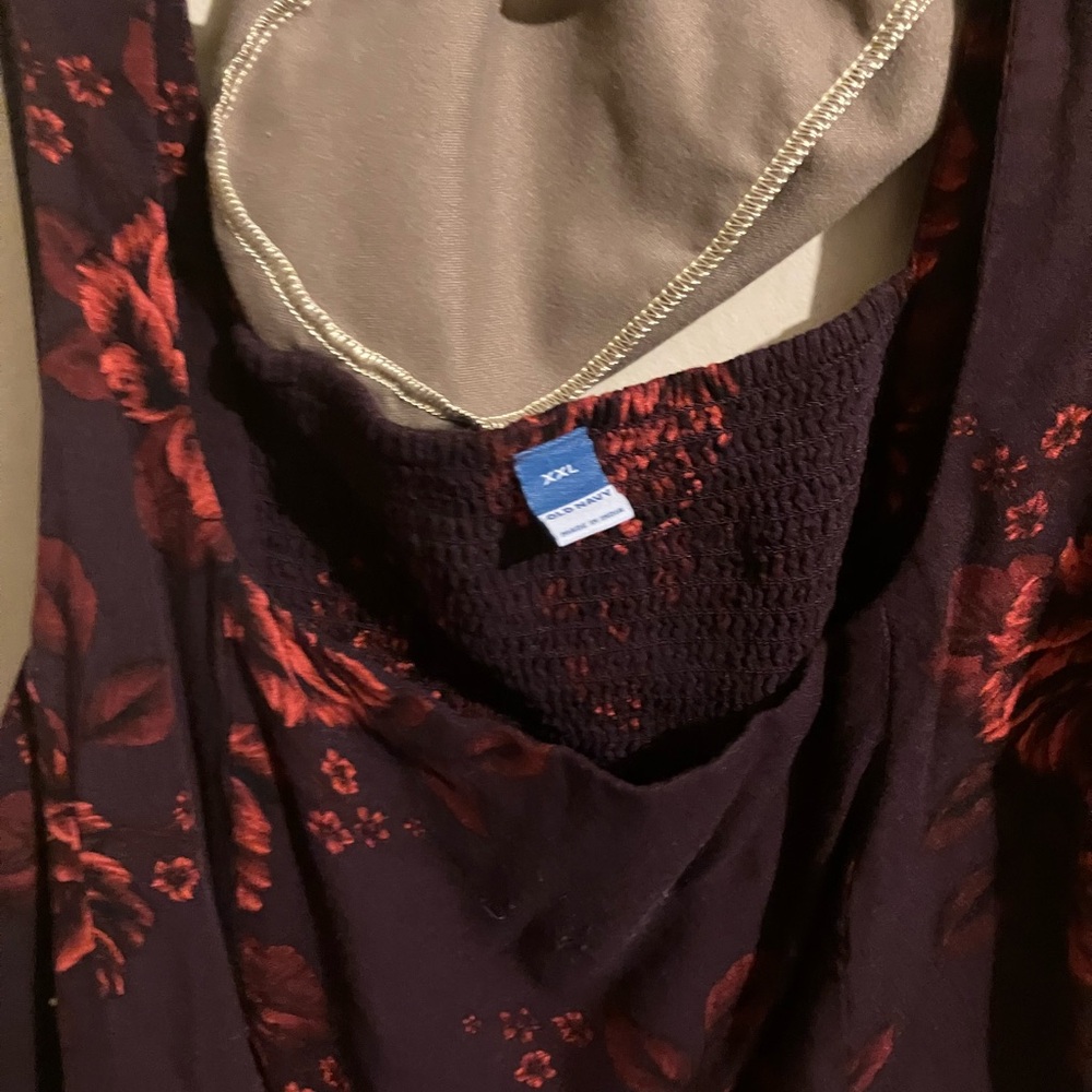 Old Navy Women's Midi Dress - Dark Red Floral